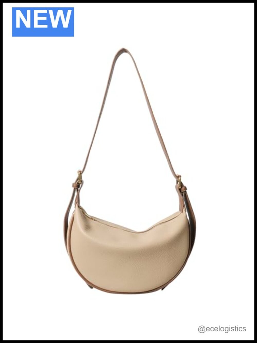 Genuine Leather Crescent Hobo Crossbody Bag Adjustable Strap